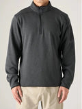 CVT Knit Fleece High-Collar Half-Zip Pullover - Black Gray