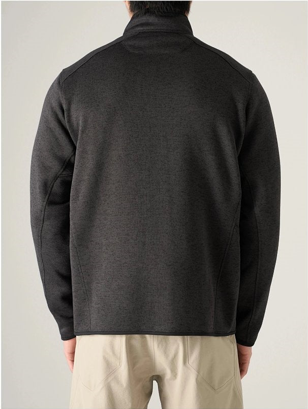 CVT Knit Fleece Stand-Collar Full-Zip Jacket - Black Gray