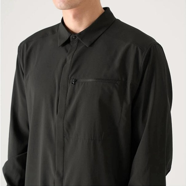 SYL Men's Concealed-Snap Utility Shirt - Ink Black