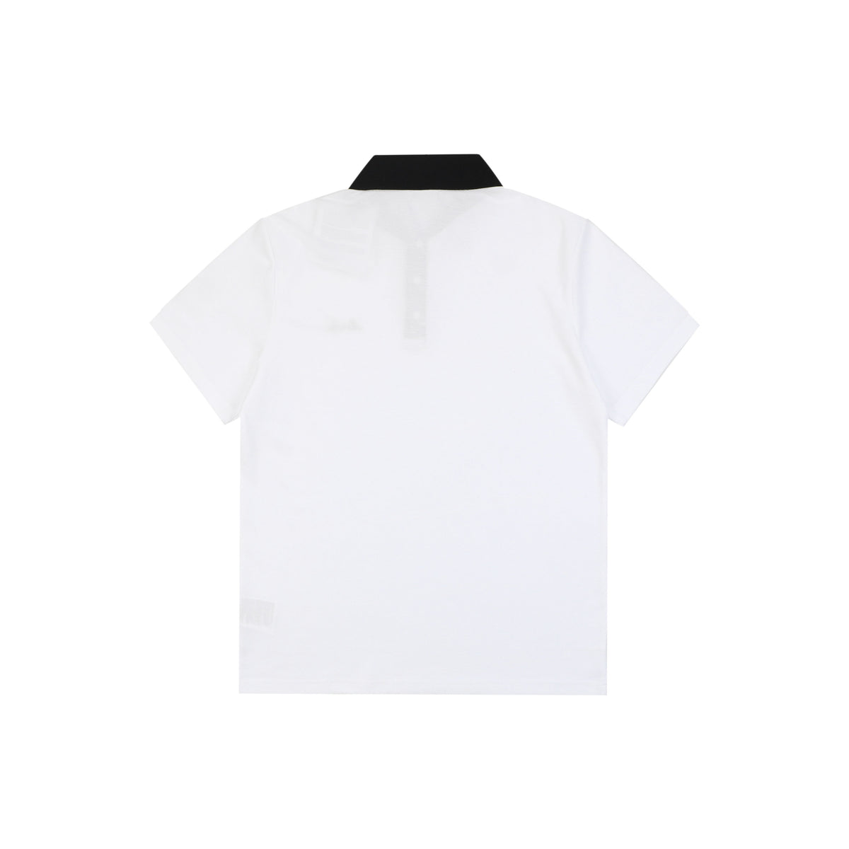 Moncler Signature Script Logo Contrast Collar Short Sleeve Polo Shirt — White / Black