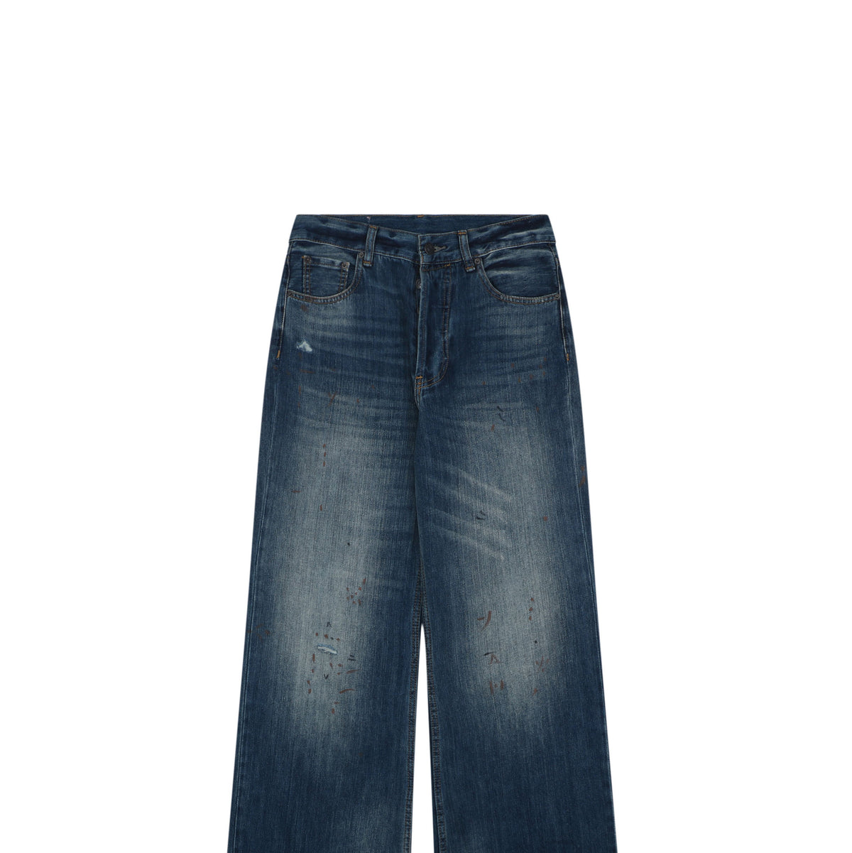 Acne Studios 2021F Ink-Splash Vintage Wash Wide-Leg Jeans
