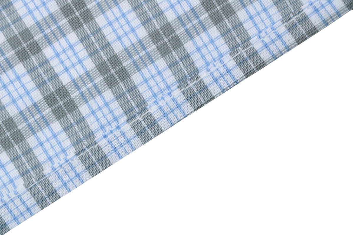 Miu Miu Blue Grey Fine Check Short Sleeve Shirt