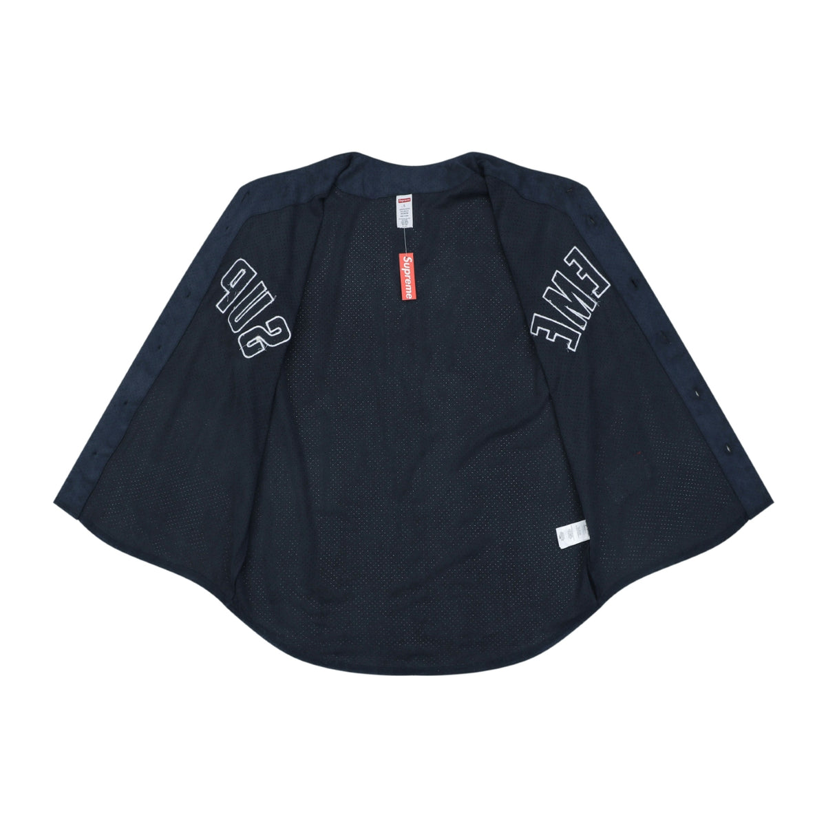 Supreme Suede Mesh Baseball Jersey Short Sleeve — Navy