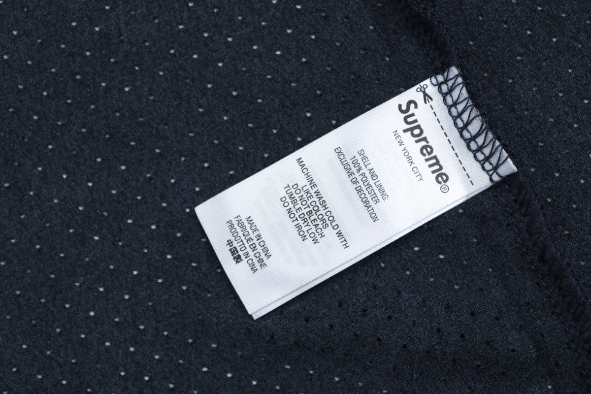 Supreme Suede Mesh Baseball Jersey Short Sleeve — Navy