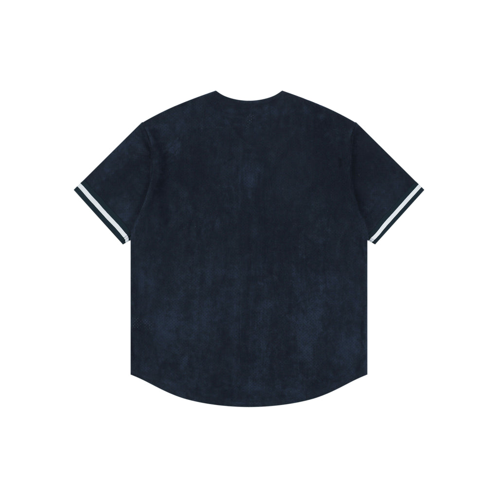 Supreme Suede Mesh Baseball Jersey Short Sleeve — Navy