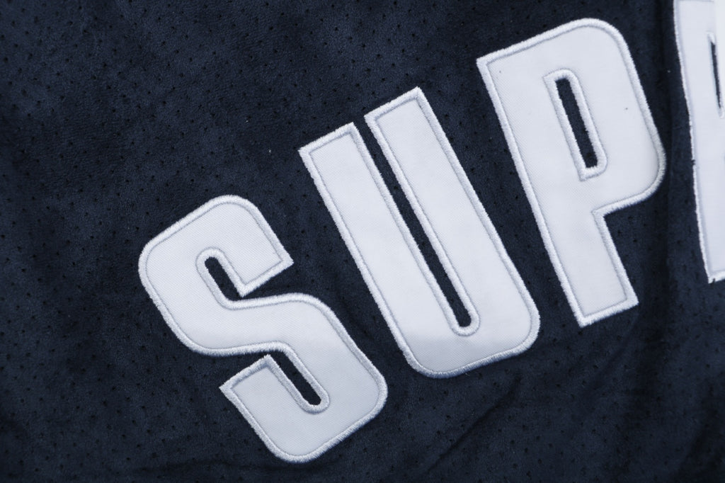 Supreme Suede Mesh Shorts — Navy