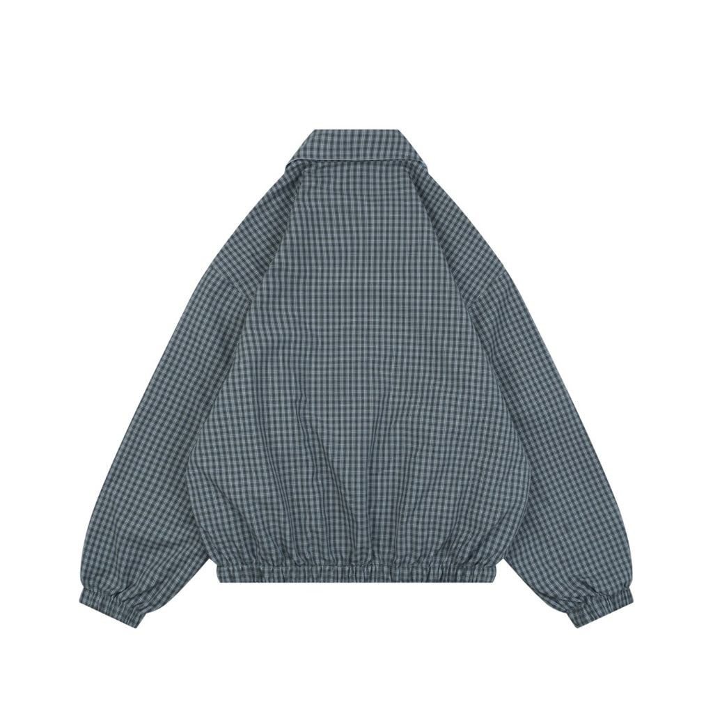 Prada Grey Houndstooth Check Reversible Jacket — Grey Check / Ice Blue
