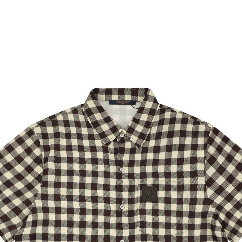 Louis Vuitton Almond Brown Checkerboard Short Sleeve Shirt