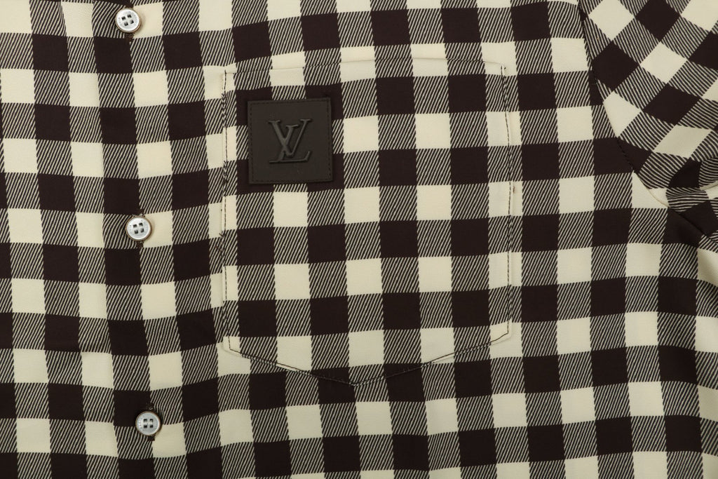 Louis Vuitton Almond Brown Checkerboard Short Sleeve Shirt