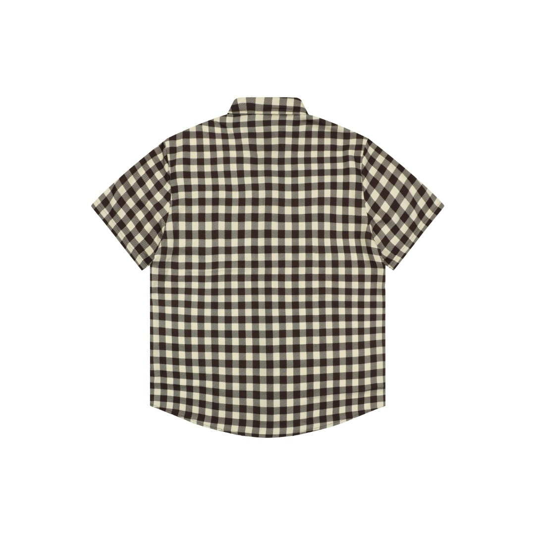 Louis Vuitton Almond Brown Checkerboard Short Sleeve Shirt