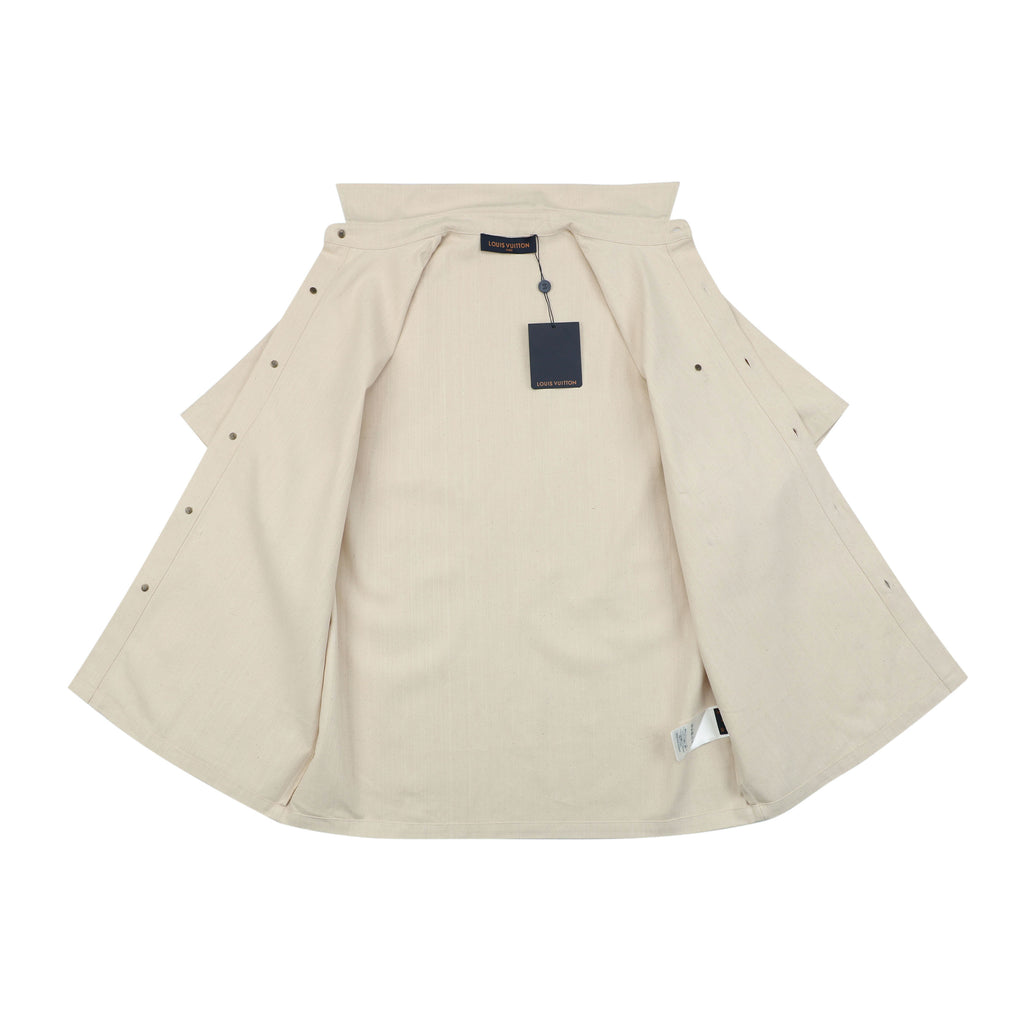 Louis Vuitton Pocket Monogram Leather Patch Denim Short Sleeve Shirt — Ecru