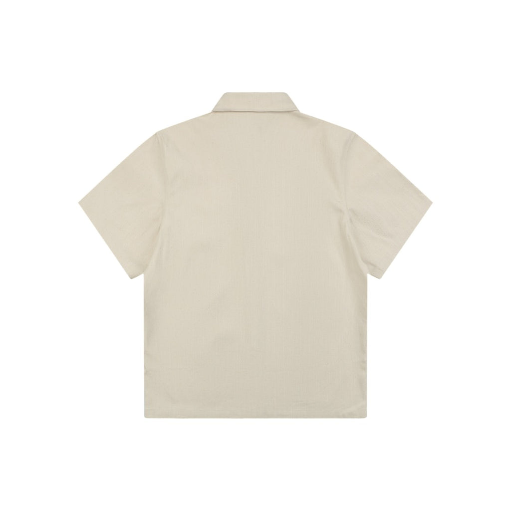 Louis Vuitton Pocket Monogram Leather Patch Denim Short Sleeve Shirt — Ecru