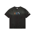 Saint Michael Rainbow SAINT Letter Print Short Sleeve T-Shirt - Black