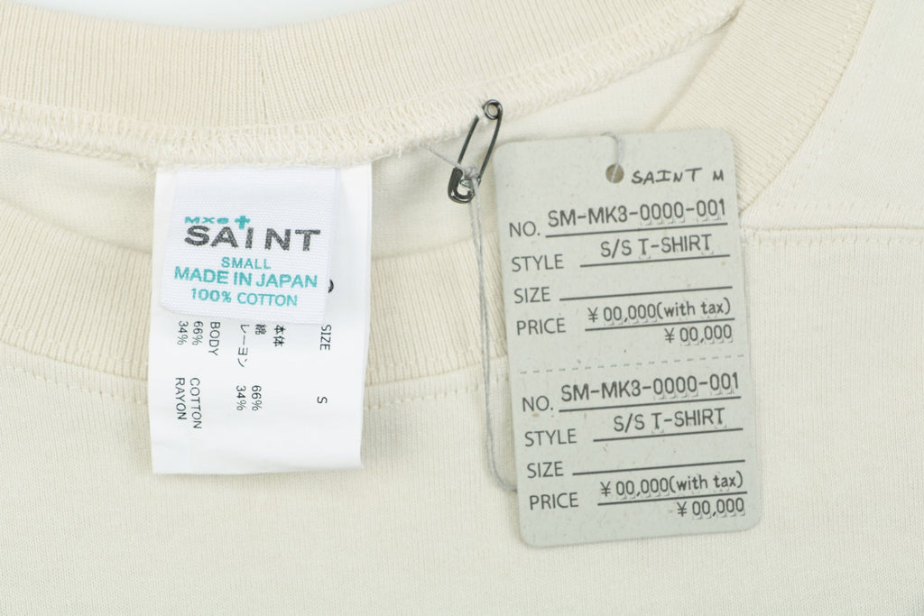Saint Michael I Love SAINT Letter Print Short Sleeve T-Shirt - Cream