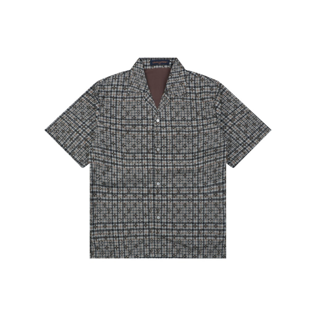 Louis Vuitton Brown Tonal Monogram Plaid Short Sleeve Shirt
