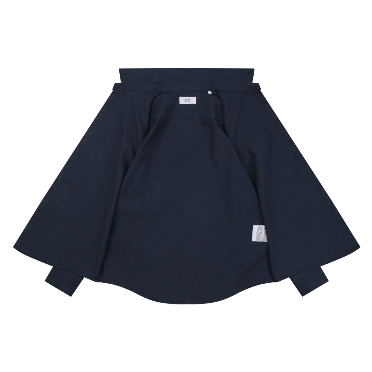 AMI Paris Pocket Black Heart Embroidery Long Sleeve Shirt - Navy