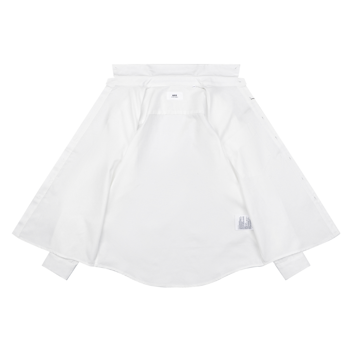 AMI Paris Pocket Black Heart Embroidery Long Sleeve Shirt - White