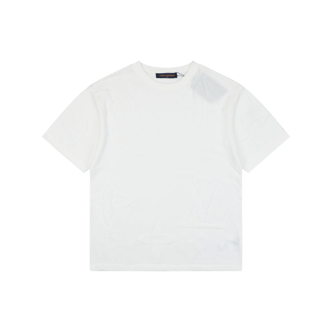 Louis Vuitton Dark Tonal Large Monogram Jacquard Short Sleeve T-Shirt - White