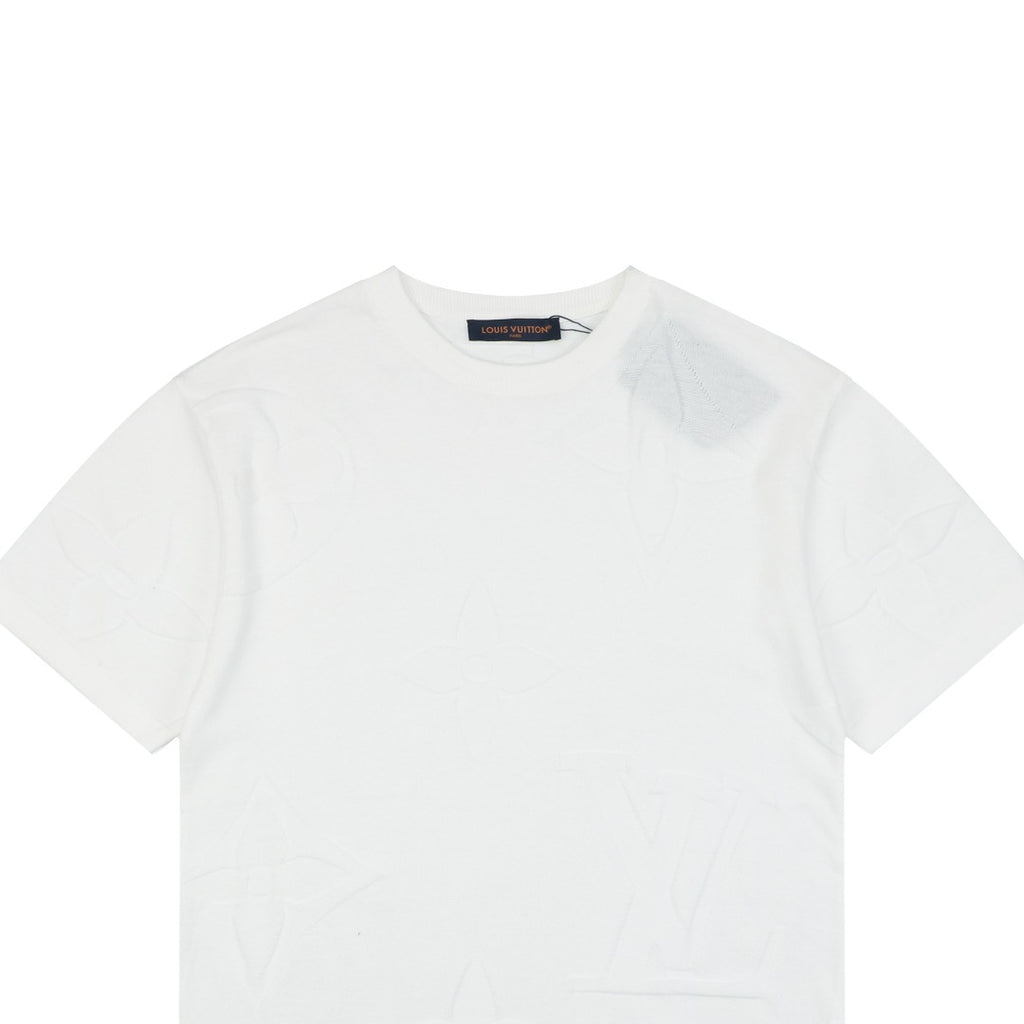 Louis Vuitton Dark Tonal Large Monogram Jacquard Short Sleeve T-Shirt - White