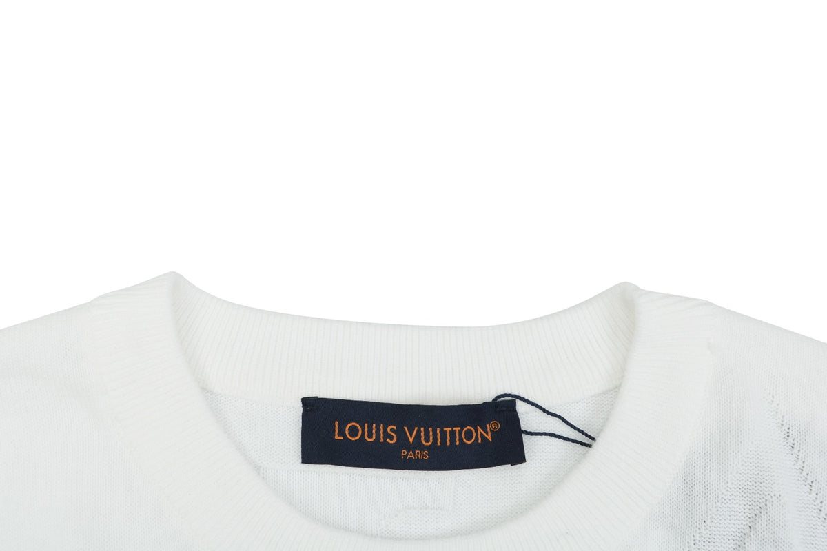 Louis Vuitton Dark Tonal Large Monogram Jacquard Short Sleeve T-Shirt - White