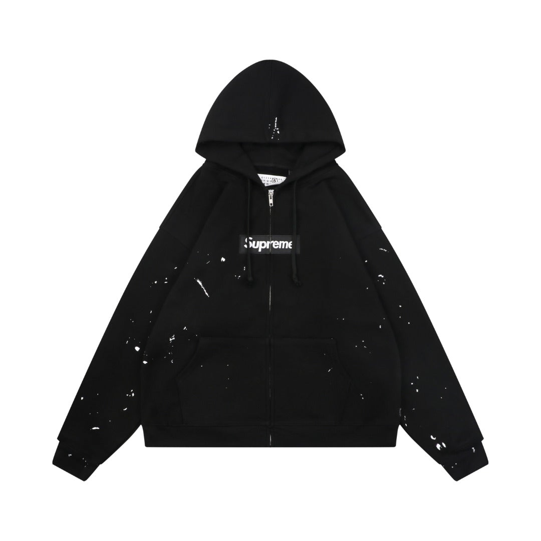 Supreme Collaboration Paint Splatter Box Logo Zip Hoodie - Black