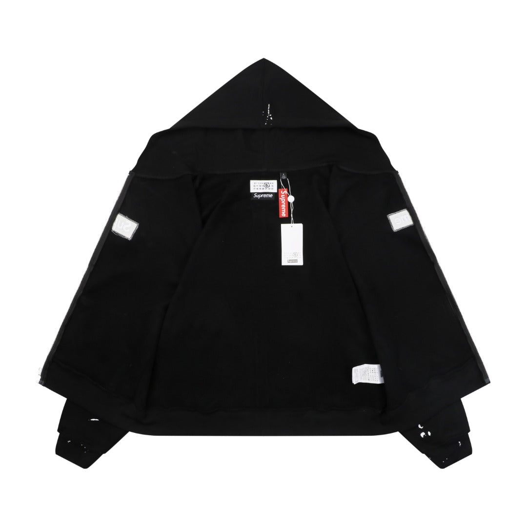 Supreme Collaboration Paint Splatter Box Logo Zip Hoodie - Black