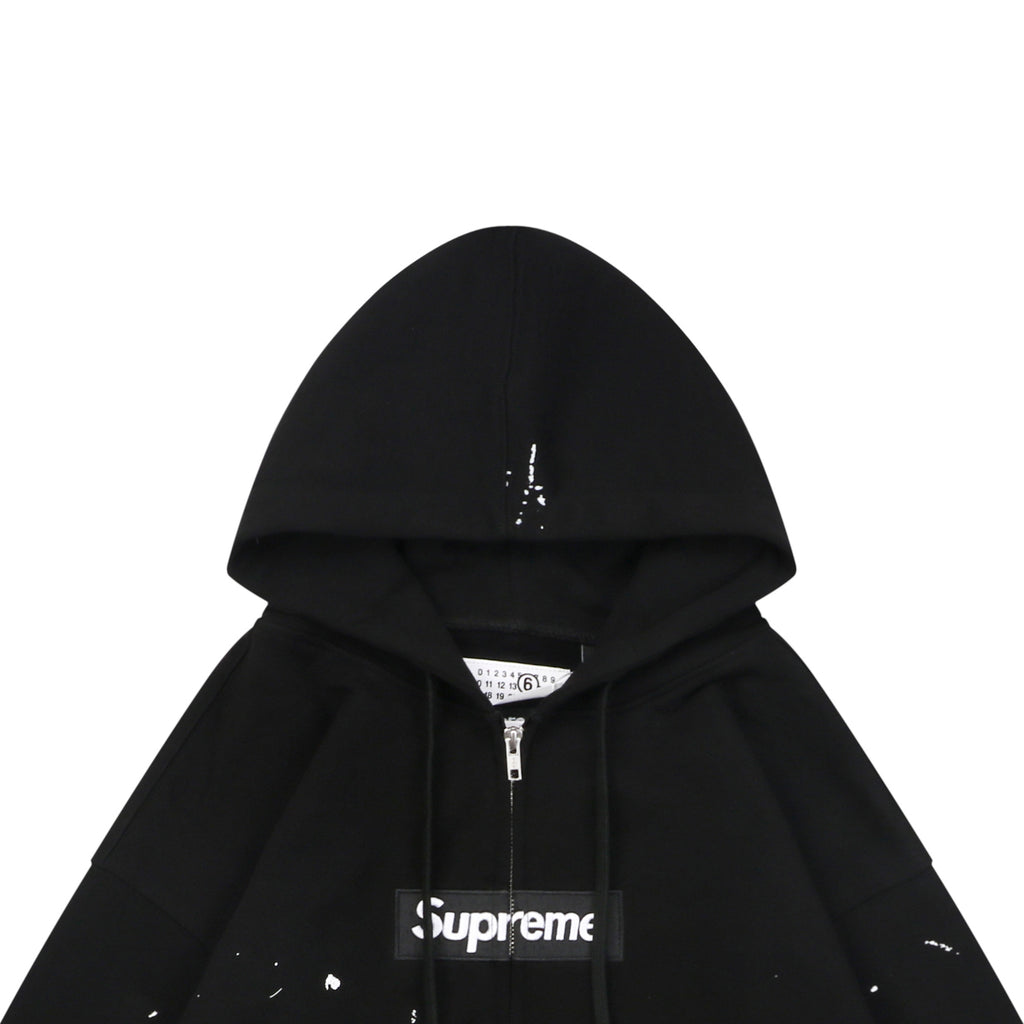 Supreme Collaboration Paint Splatter Box Logo Zip Hoodie - Black