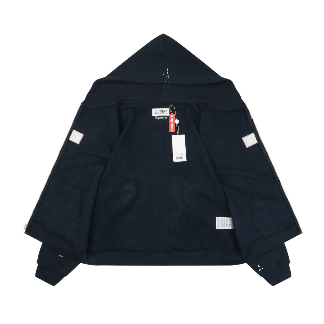Supreme Collaboration Paint Splatter Box Logo Zip Hoodie - Navy