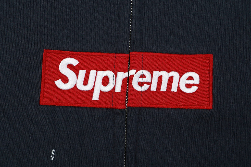 Supreme Collaboration Paint Splatter Box Logo Zip Hoodie - Navy