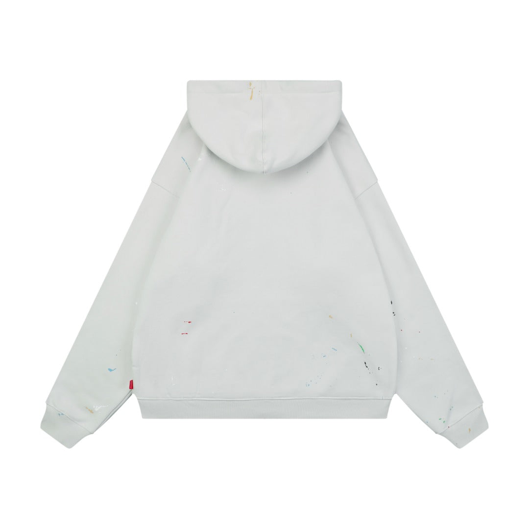 Supreme Collaboration Multicolor Paint Splatter Box Logo Zip Hoodie - Off White