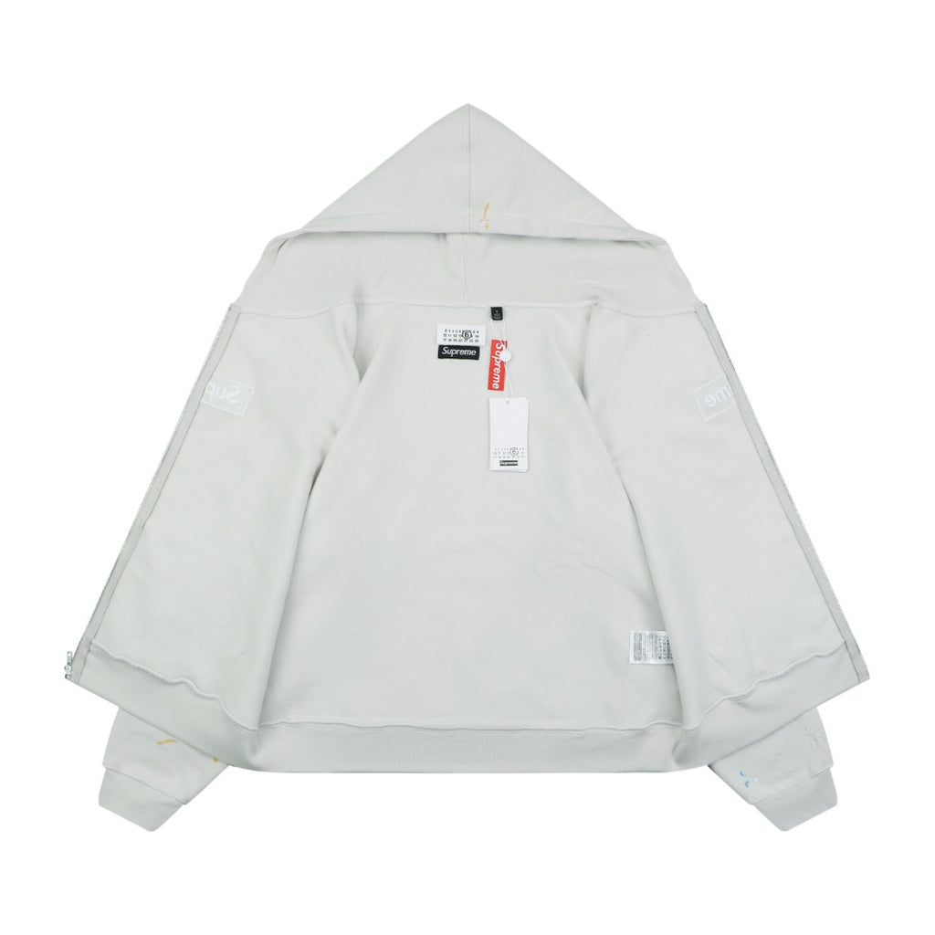Supreme Collaboration Multicolor Paint Splatter Box Logo Zip Hoodie - Off White