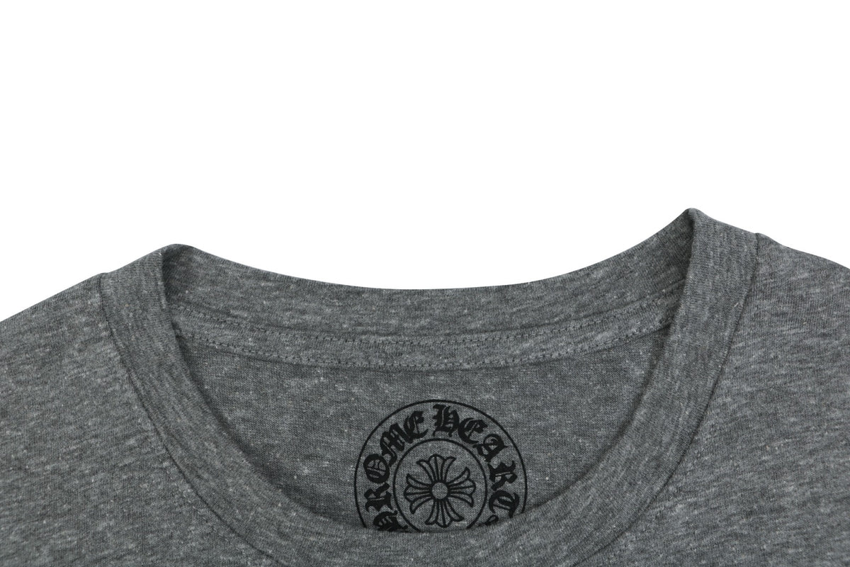 Chrome Hearts Cross Floral Vine Graphic Print Short Sleeve T-Shirt - Heather Grey / Blue