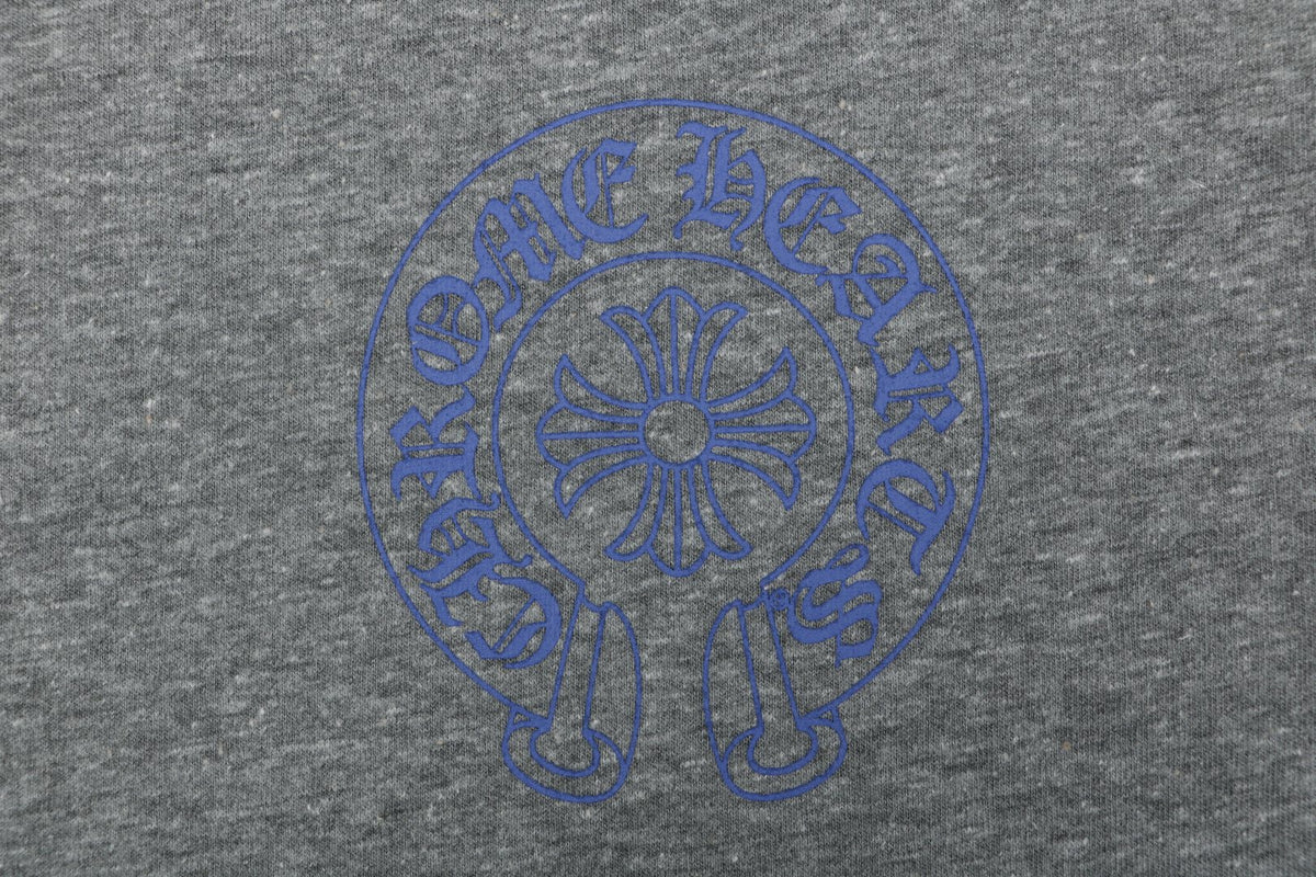 Chrome Hearts Cross Floral Vine Graphic Print Short Sleeve T-Shirt - Heather Grey / Blue