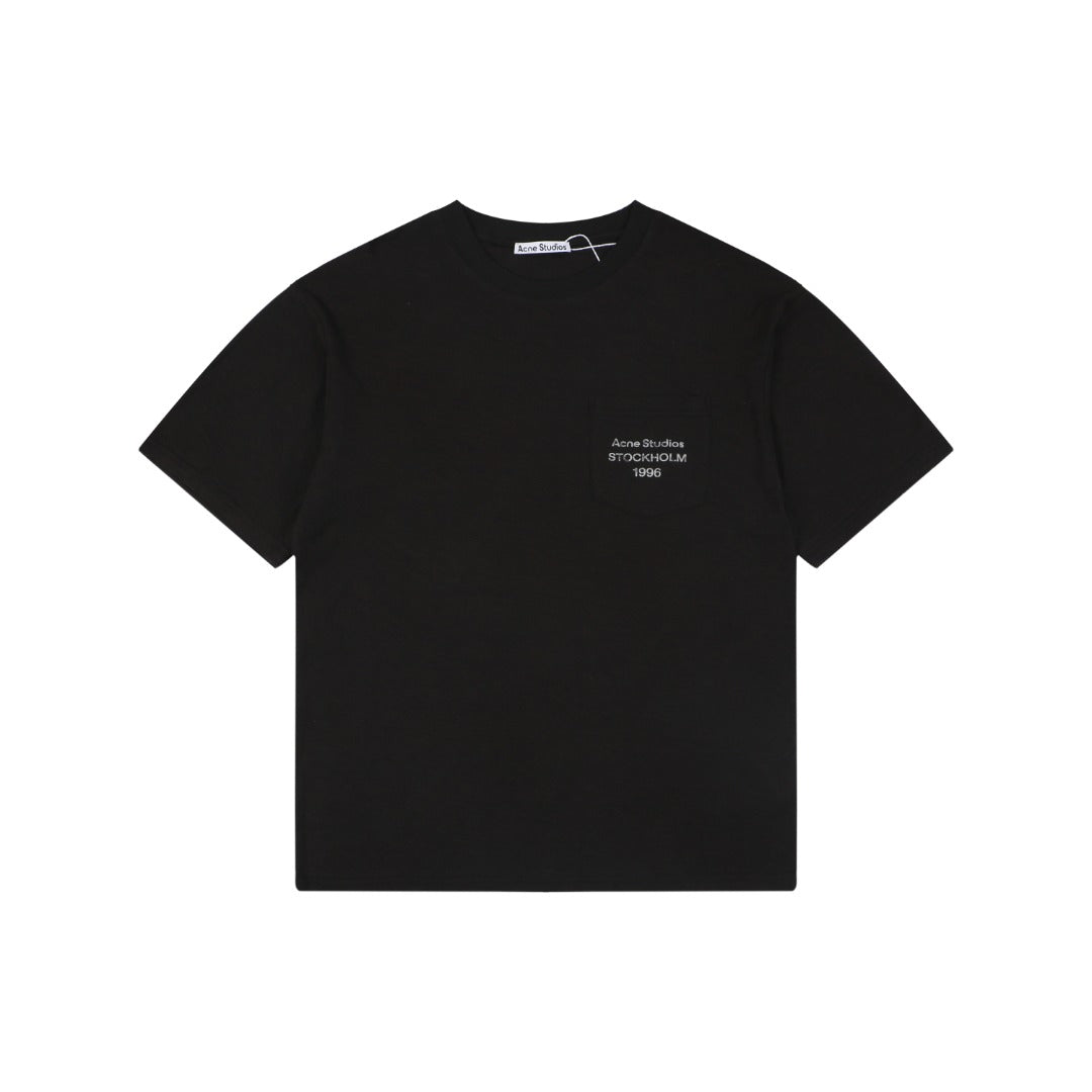 Acne Studios Stockholm 1996 Small Logo Letter Print T-Shirt – Black