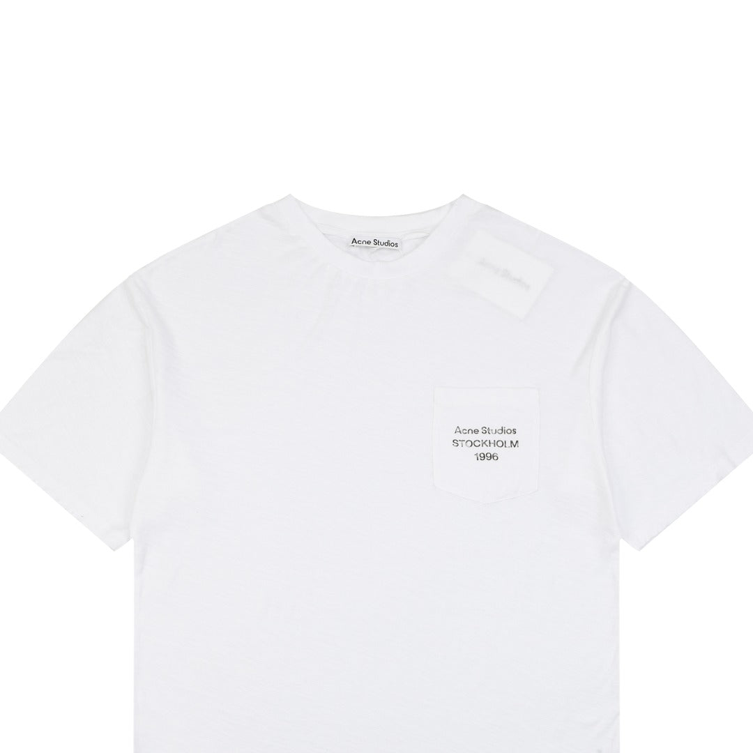 Acne Studios Stockholm 1996 Small Logo Letter Print T-Shirt – White