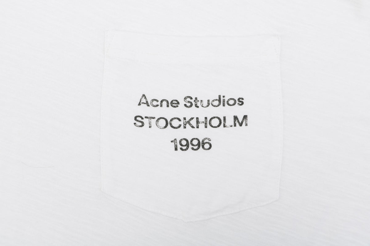 Acne Studios Stockholm 1996 Small Logo Letter Print T-Shirt – White
