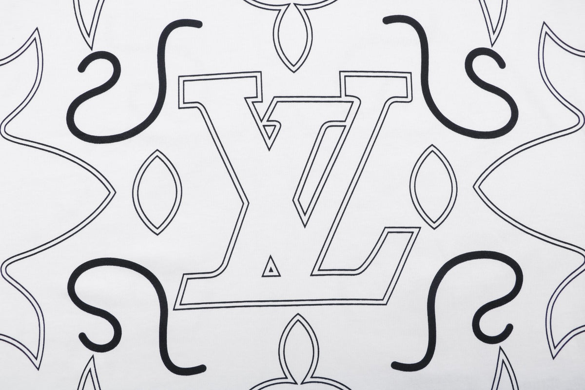 Louis Vuitton All-Over Line-Art Monogram Sketch Print T-Shirt – White