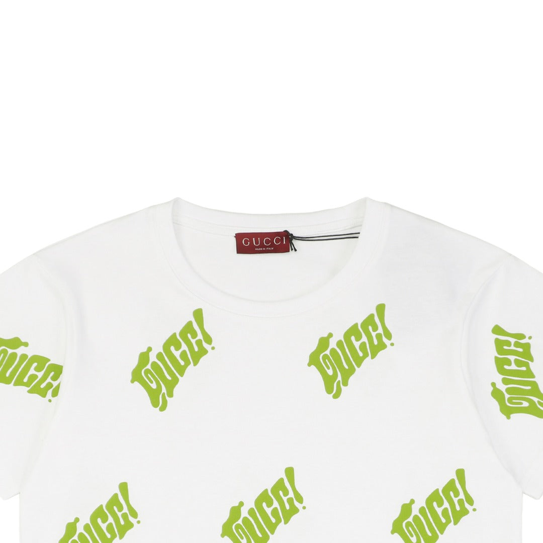 Gucci 25SS Lime Green G-Letter Embroidered Short Sleeve Tee