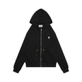 AMI Paris Small Heart Embroidered Zip-Up Hoodie – Black/White