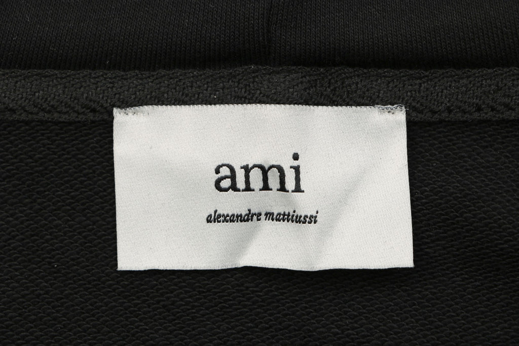 AMI Paris Small Heart Embroidered Zip-Up Hoodie – Black/White