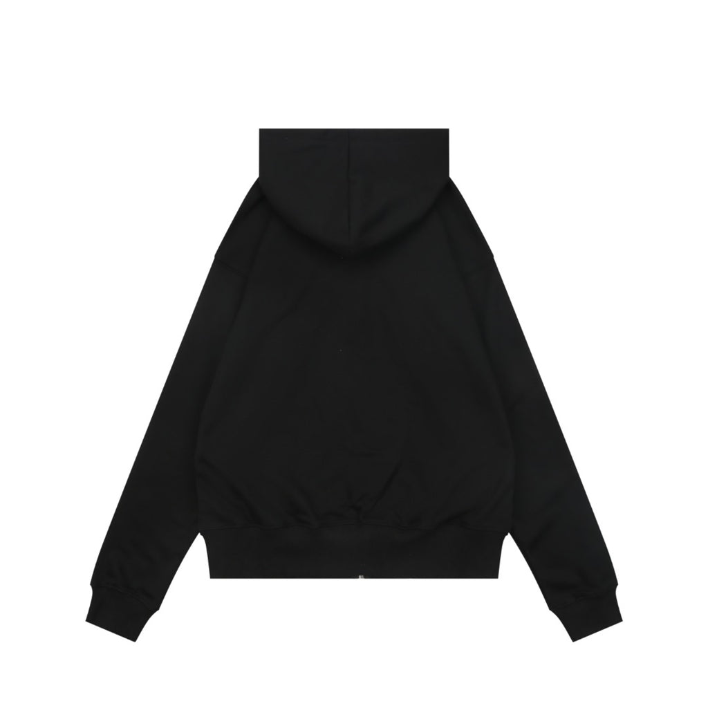 AMI Paris Small Heart Embroidered Zip-Up Hoodie – Black/White
