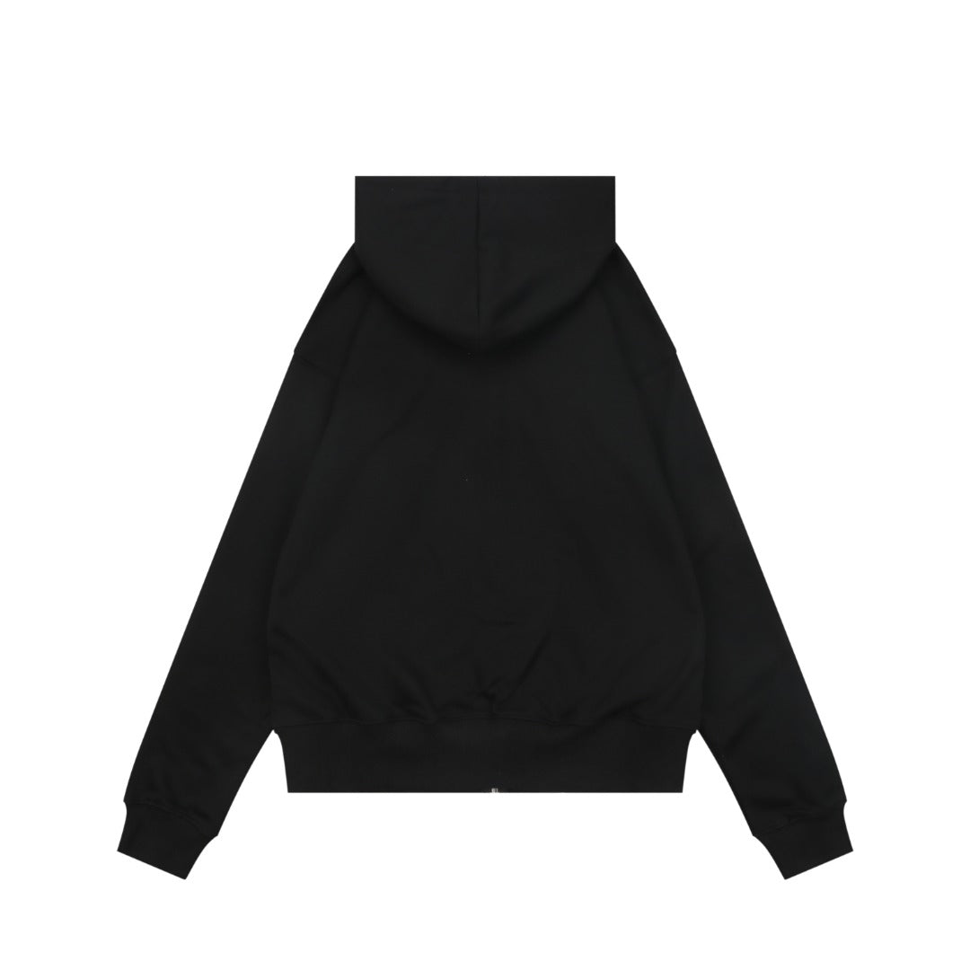 AMI Paris Small Heart Embroidered Zip-Up Hoodie – Black/White