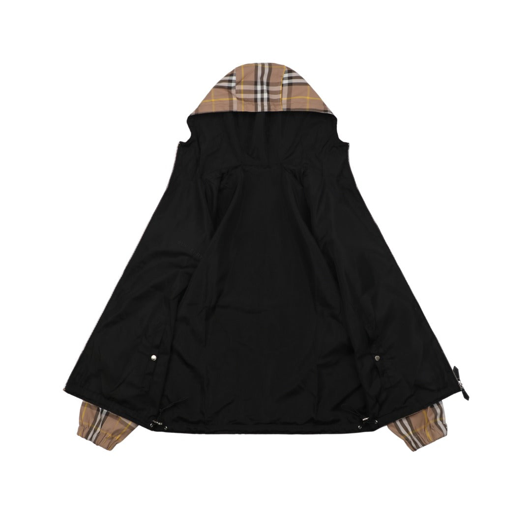 Burberry Reversible Vintage Check Hooded Jacket – Camel / Black
