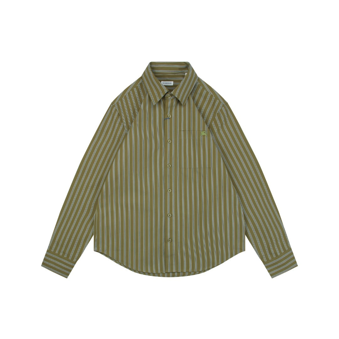 Loewe Pocket Anagram Badge Green Stripe Long Sleeve Shirt