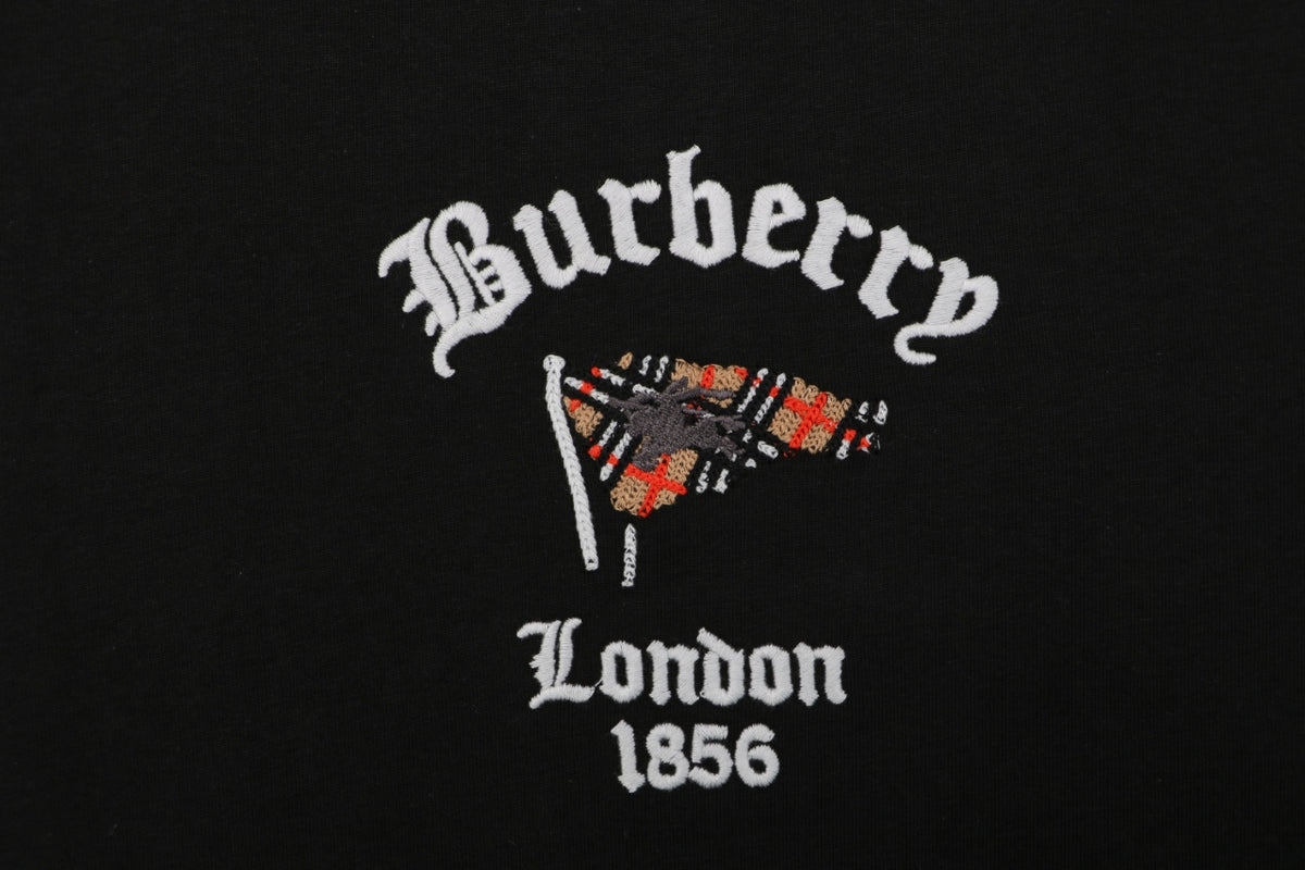 Burberry House Check Flag Embroidery T-Shirt – Black
