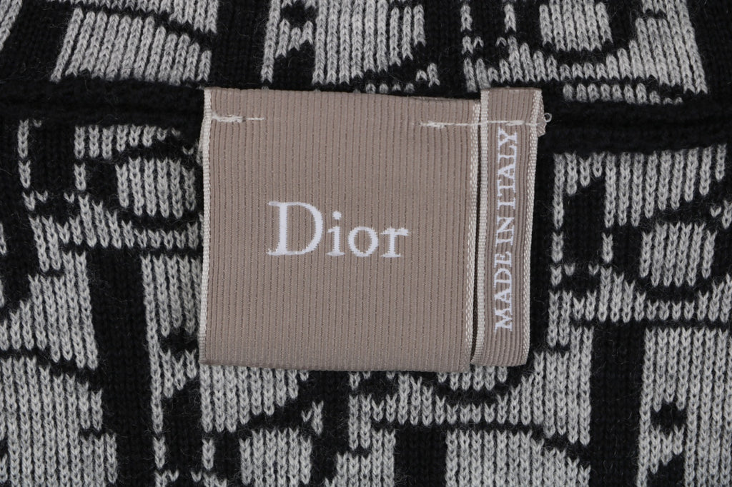 Dior Mini Logo Flat-Drawstring Zip-Up Hoodie Jacket — Navy