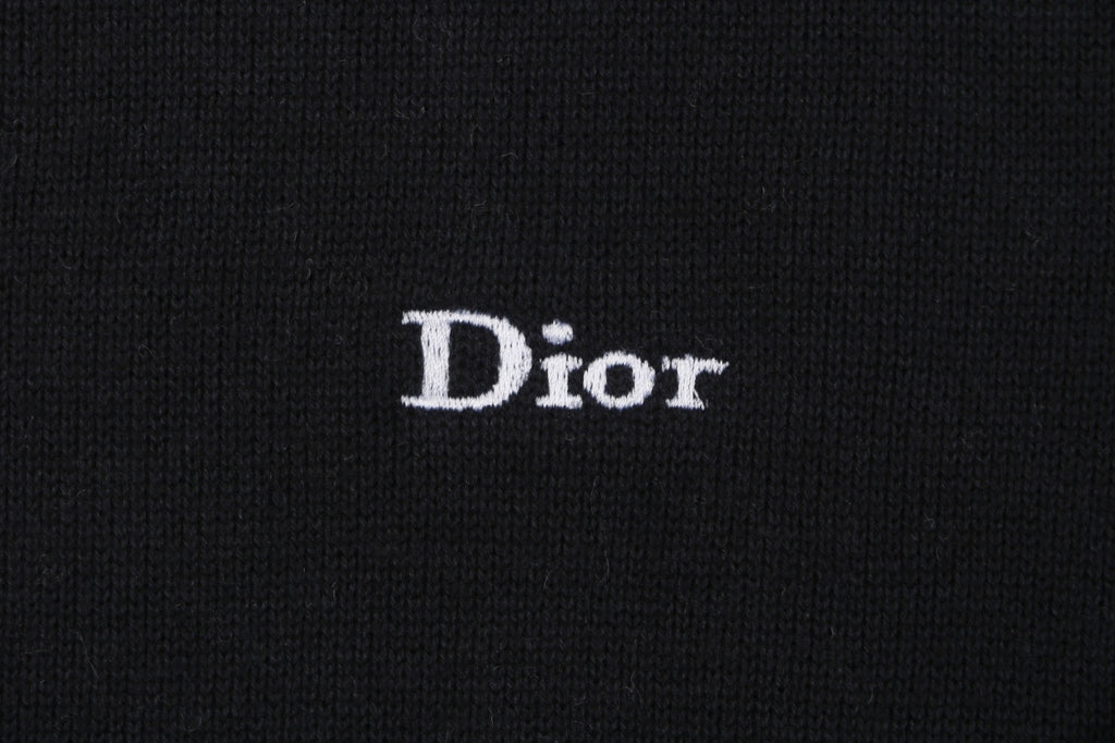 Dior Mini Logo Flat-Drawstring Zip-Up Hoodie Jacket — Navy