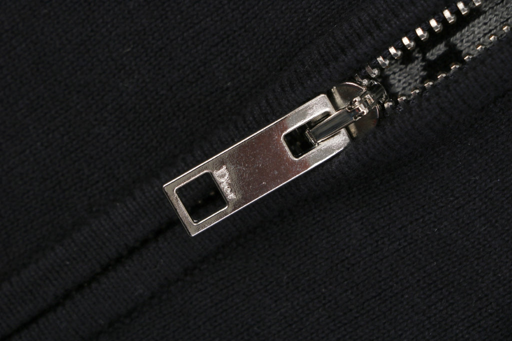 Dior Mini Logo Flat-Drawstring Zip-Up Hoodie Jacket — Navy