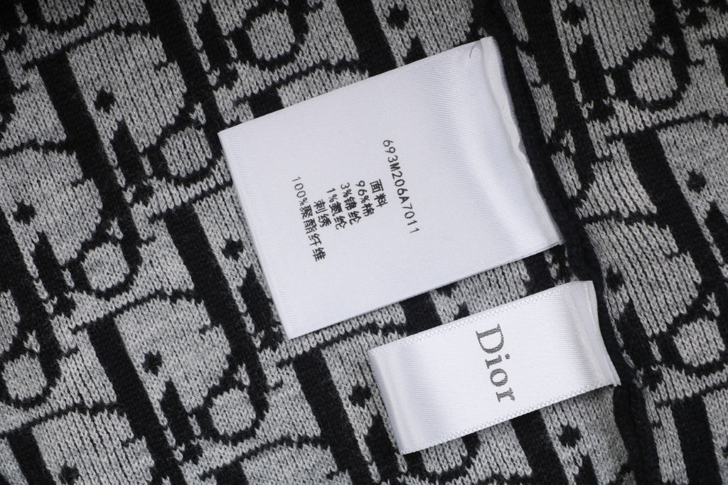 Dior Mini Logo Flat-Drawstring Zip-Up Hoodie Jacket — Navy