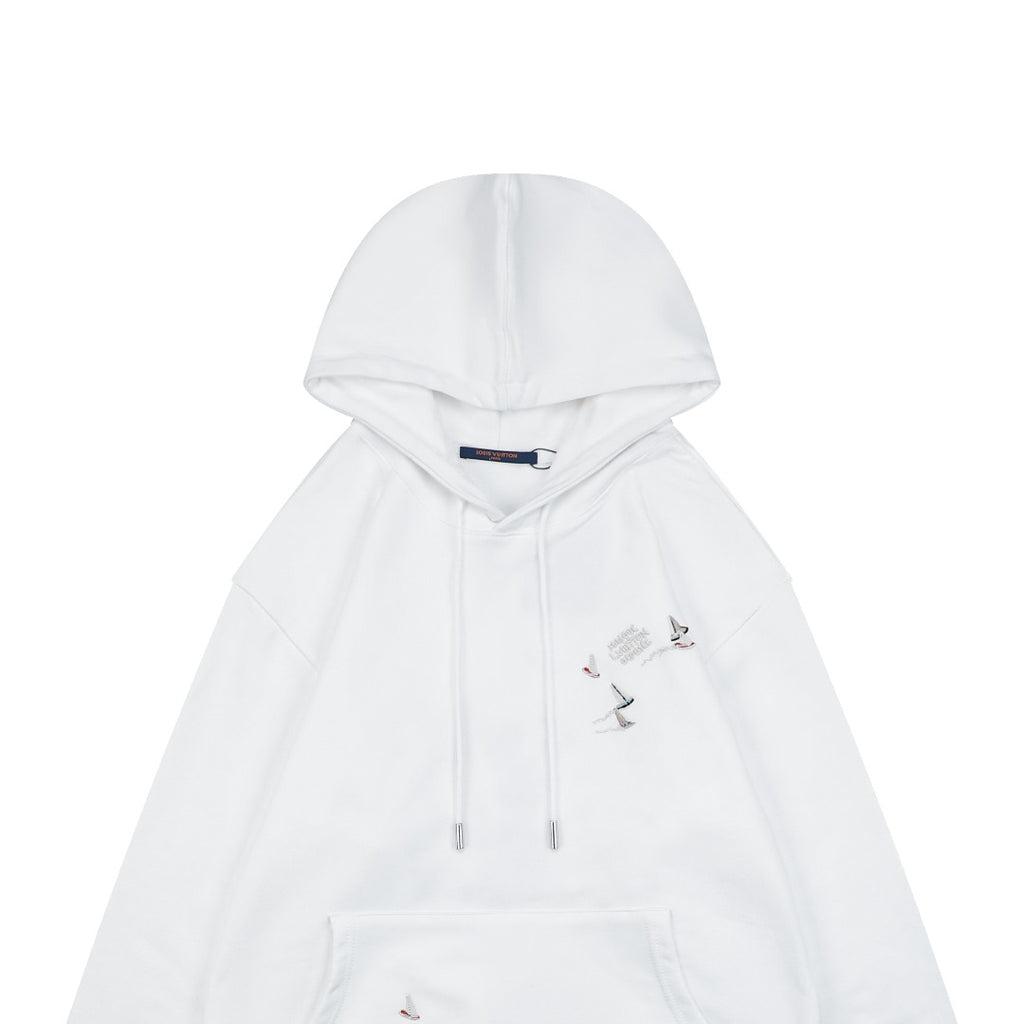 Louis Vuitton Monogram Sailboat Mini LV Embroidered Hoodie — White